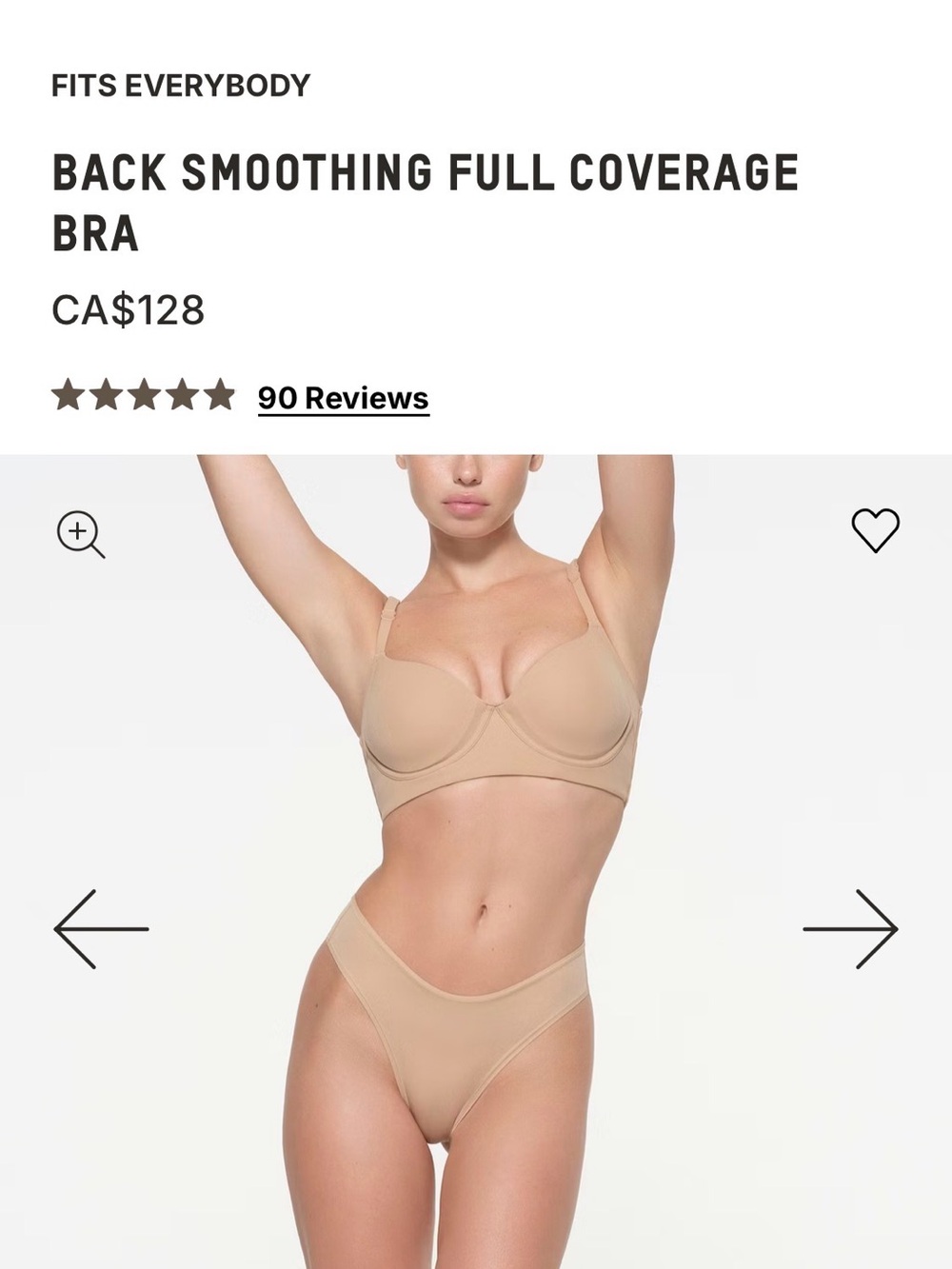 SKIMS Back Smoothing Full Coverage Bra in Clay 44DD